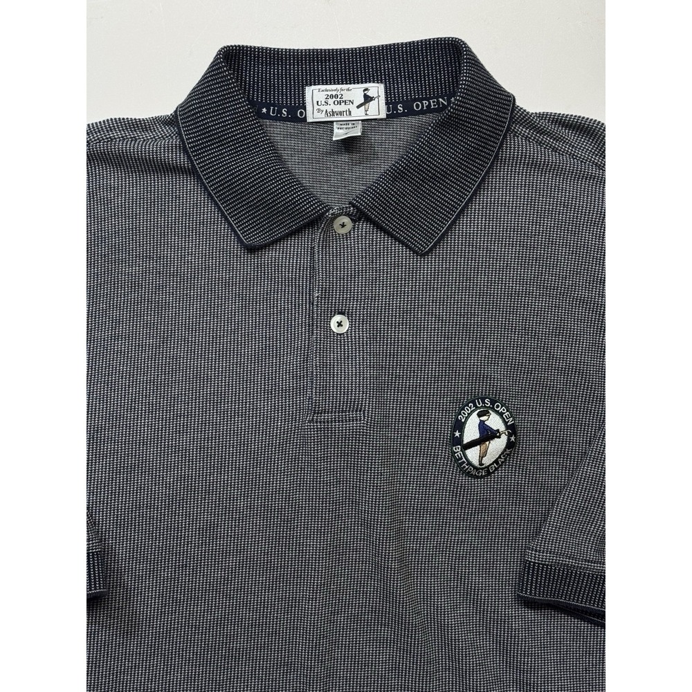 Vintage Ashworth Golf Polo Shirt 2002 US Open Bethpage Black Size Large